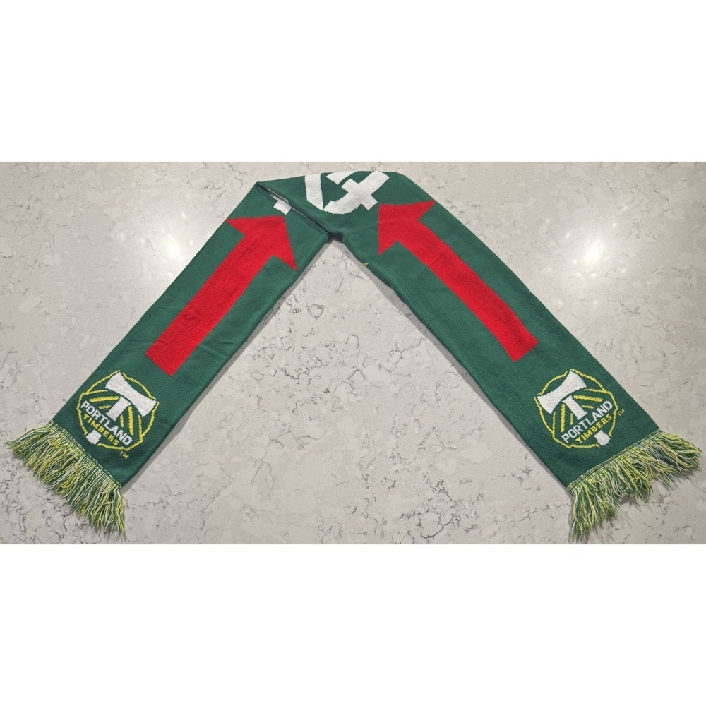 Portland Timbers Scarf OS Green Red Gold Knit Fringe MLS Soccer Providence Park